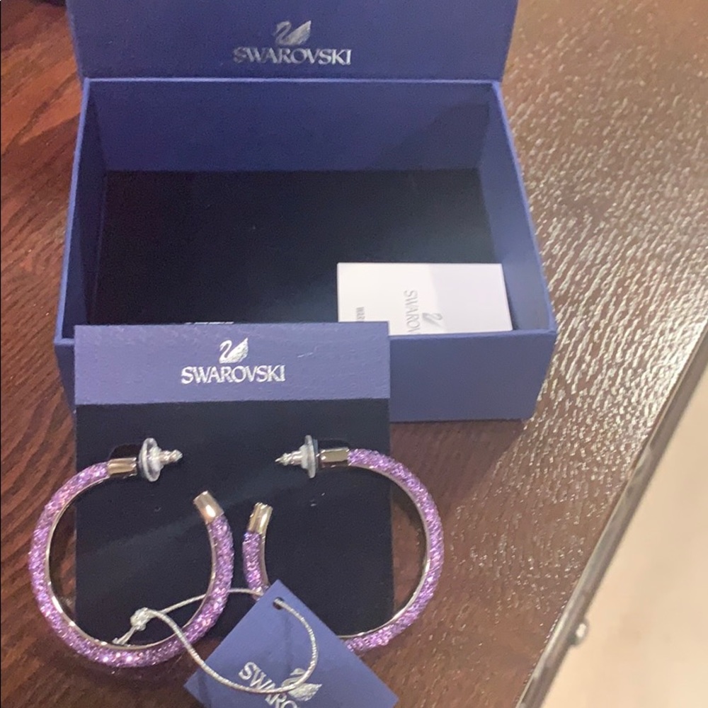 New Swarovski stardust purple hoop earrings